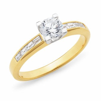White Diamond ENGAGEMENT RING in 18ct (Y/W) Multi Coloured Gold