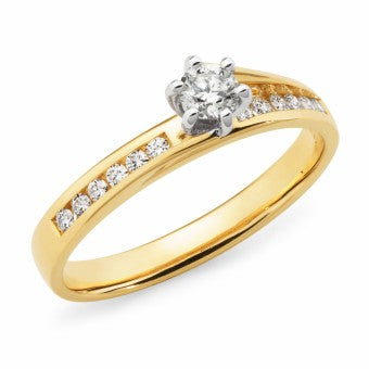 White Diamond Round Ring in 9ct (Y/W) Multi Coloured Gold