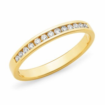 White Diamond WEDDING RING in 9ct Yellow Gold